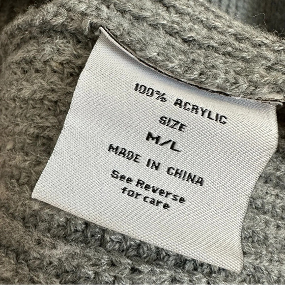 The Beach People size M/L Grey Open Front Cardigan Sweater Embroidered Gray Knit - Picture 4 of 5